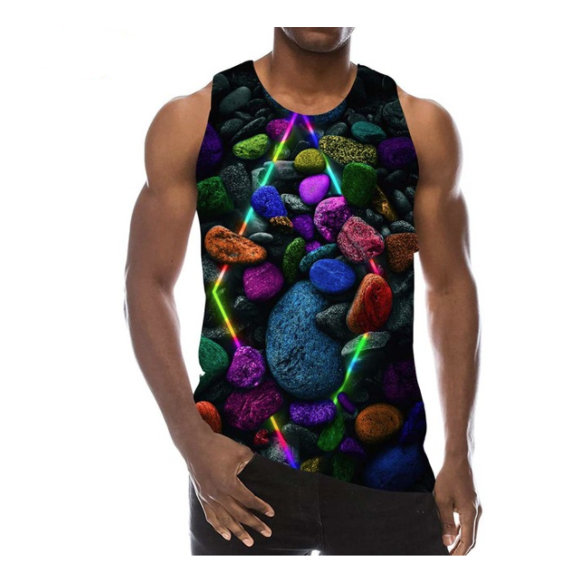 

New 3D Printing Funny Summer Rainbow Graphic Tank Top Fashion Men Women Tracksuits Crewneck Vest Plus Size -6XL Harajuku004, Colorful