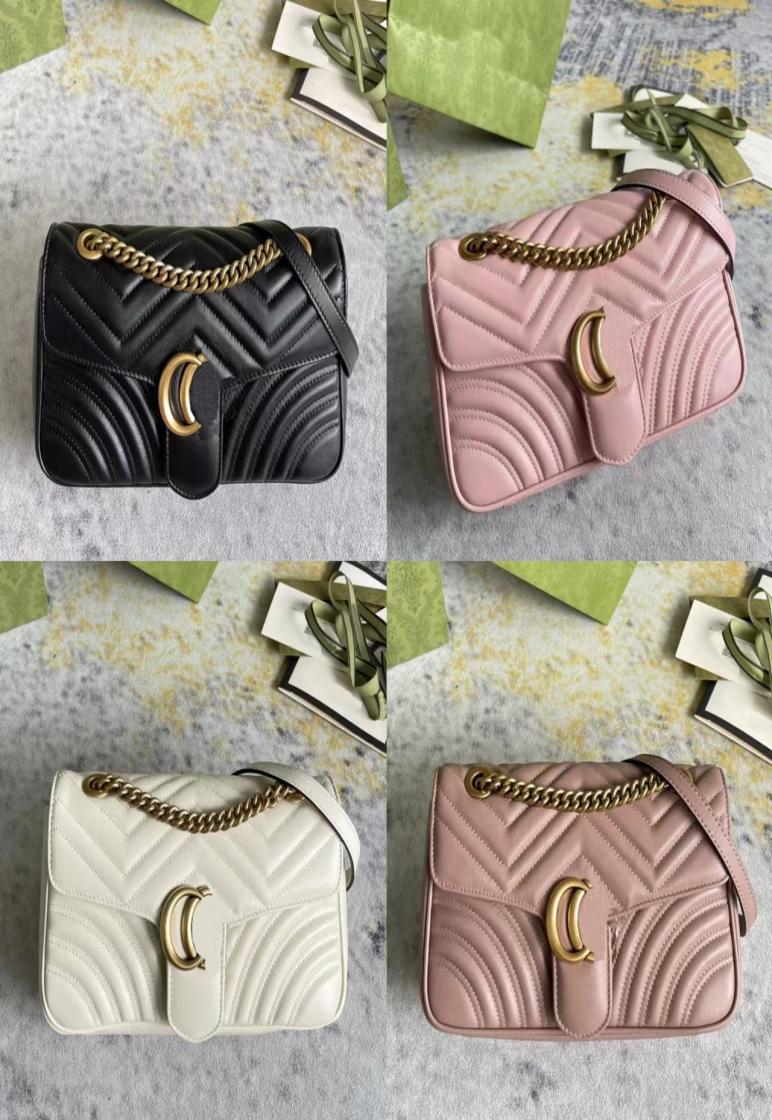 

Marmont fashion designer bag womens highquality classic black leather large capacity gold chain Shoulder Bag Handbag Coin Purse Me5422648, Dark grey