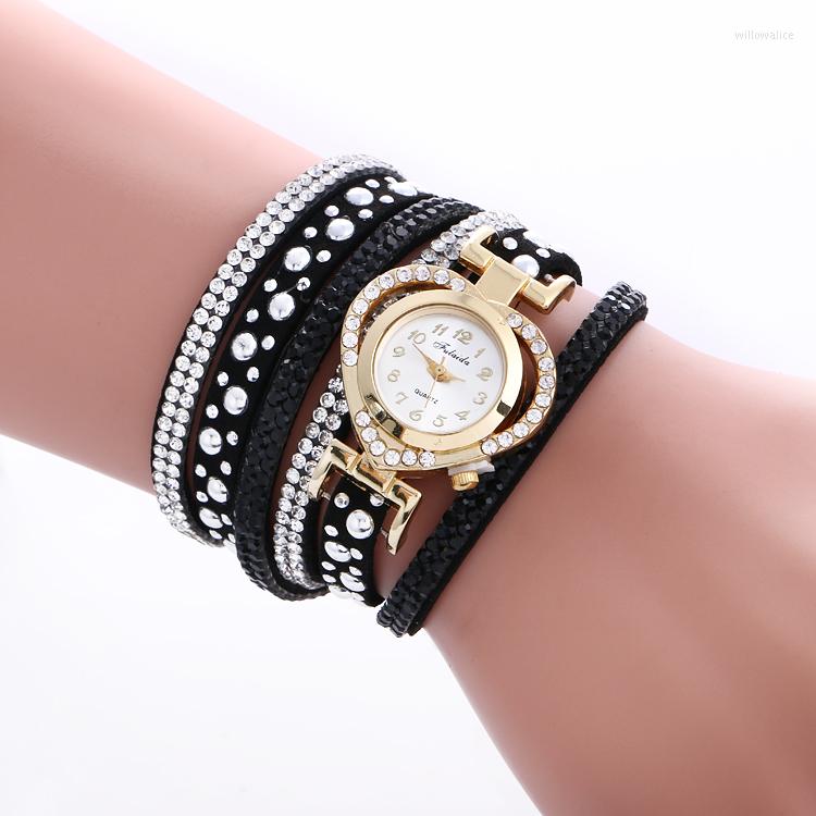 

Wristwatches Fashion Lady Punk Fulaida Watches Women Quartz Rhinestone Heart Shape Watch Casual Long Woman Dress Wristwatch 916896, Black