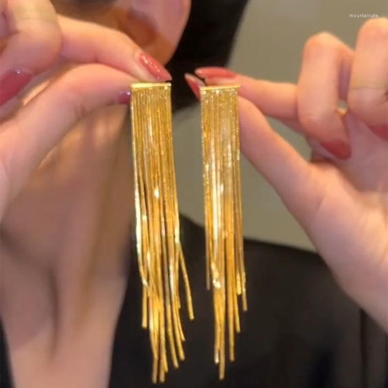 

Dangle Earrings Romantic Vintage Gold Colour Long Tassels Earring Classic Delicate For Women Fashion Jewellery Trendy Charm Jewelry