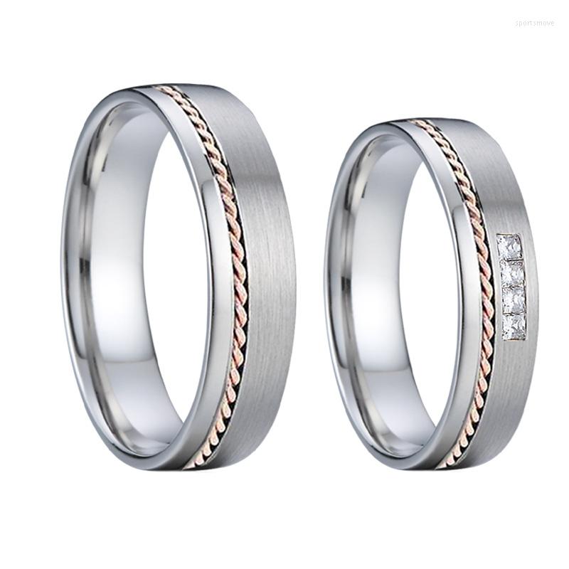 

Wedding Rings Alliance Designer Pair For Men And Women Rose Goldtwist Titanium Jewelry Men's Ladies Couple Ring Set