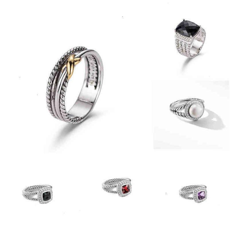 

Band Rings Dy Twisted Twocolor Cross Ring Women Fashion Platinum Plated Black Thai Sier Selling Jewelry Drop Delivery Dhknj
