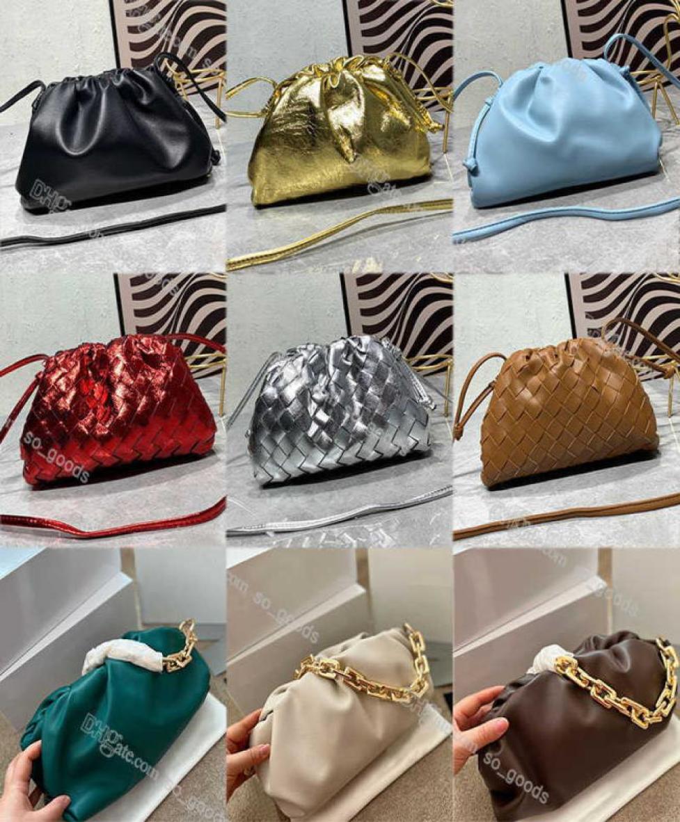 

Evening Bag Designer Teen Pouch Soft Leather Woven Famous Ladies Chain Clutch Handbag Women Cloud s Luxury Fashion Weave Purse Han9965323, Grey