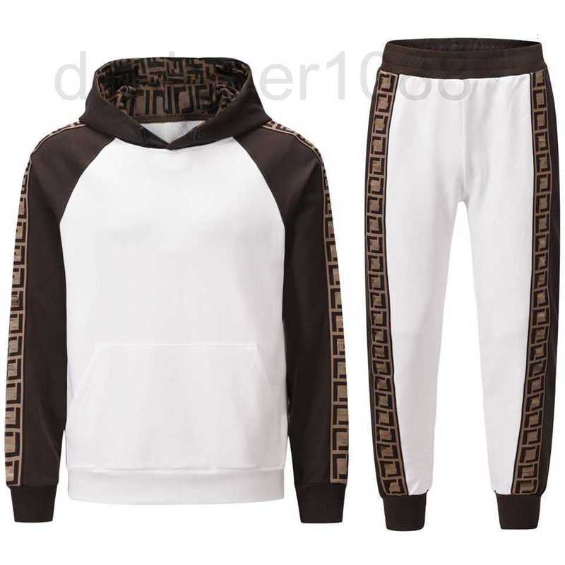 

designer Mens tracksuits fen hoodie pants two-piece double f jacquard embroidery hooded sweater men women sports suit OMUD, White coffee