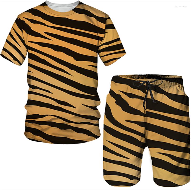 

Men's Tracksuits Summer 3D Printing T-shirt Shorts 2-piece Casual Men's Suit Color Graffiti Printed Pattern Sports Fashionable T