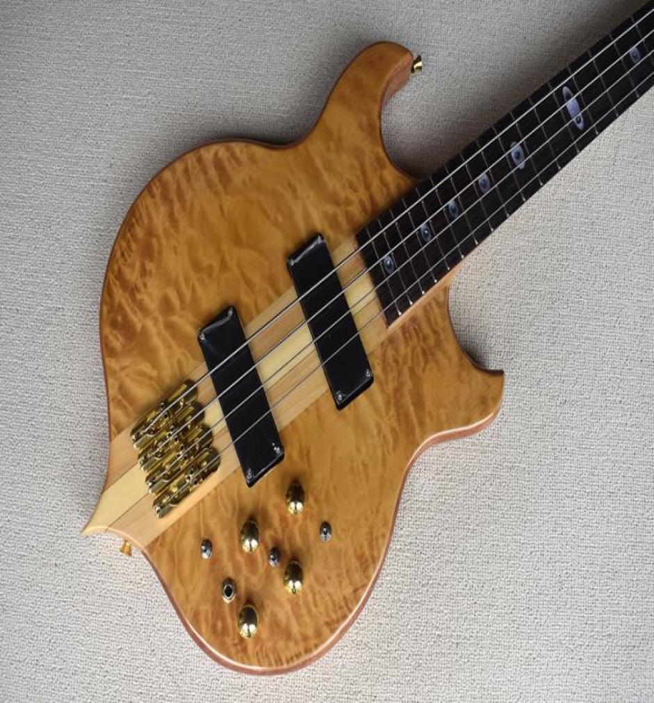 

Factory Custom 4String Natural Wood Color Electric Bass Guitar with NeckThruBody Gold Hardwares 24 Frets Offer Customized7365985