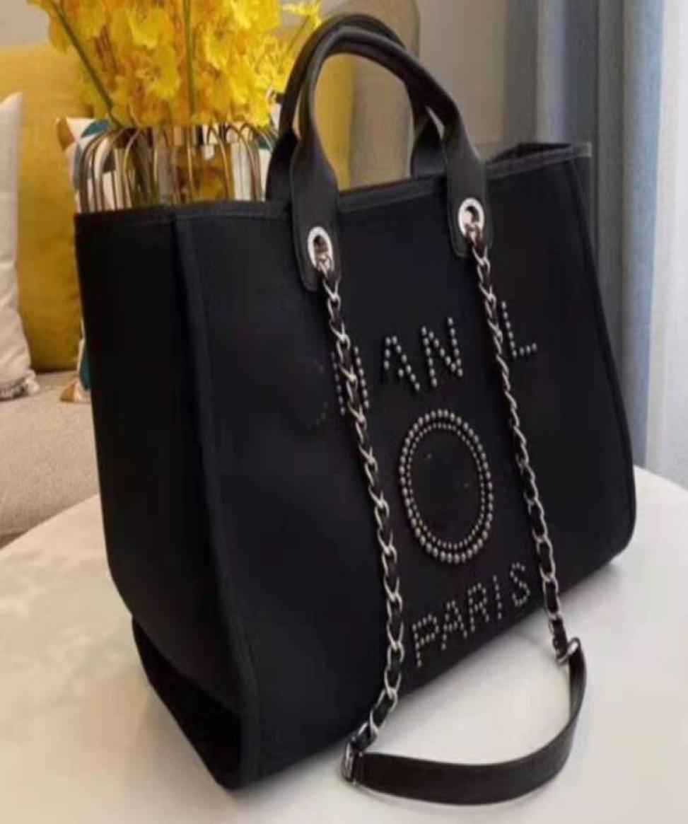 

New Designer Shopping Bags Handbags Pearl Beach Bag Canvas Portable Highcapacity Fashion Trend Women Bag1132232, Red