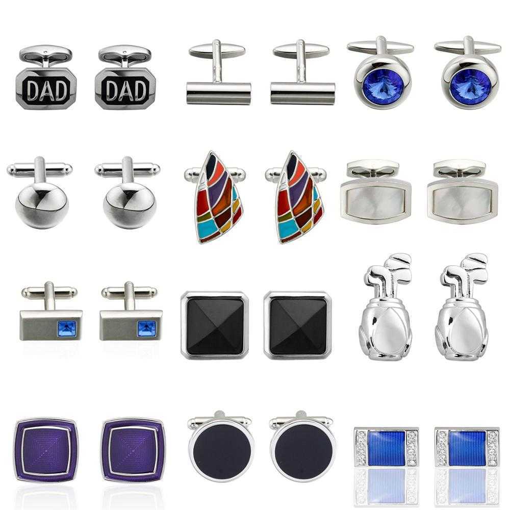 

Cuff Links Men's Luxury Shirt DAD/Earth/Gems/Peacock Button Cufflinks Blue High Quality Abotoaduras Jewelry G220525