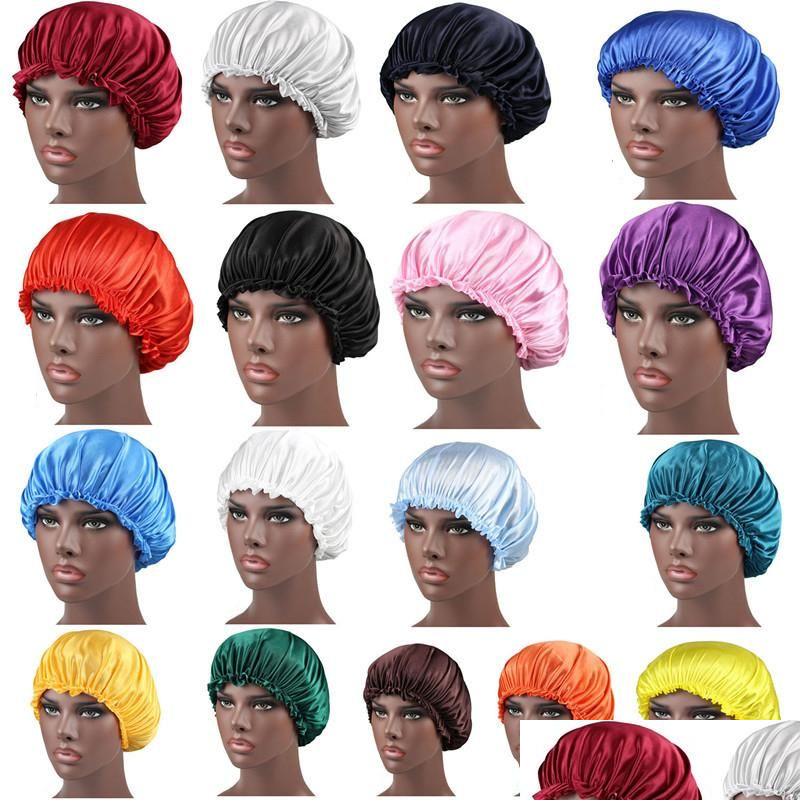 

Beanie/Skull Caps Designer Durags Muslim Women Silk Satin Breathable Bandana Night Slee Turban Hat Headwrap Bonnet Chemo Cap Durag H Dhz5A, Randomly sended colors