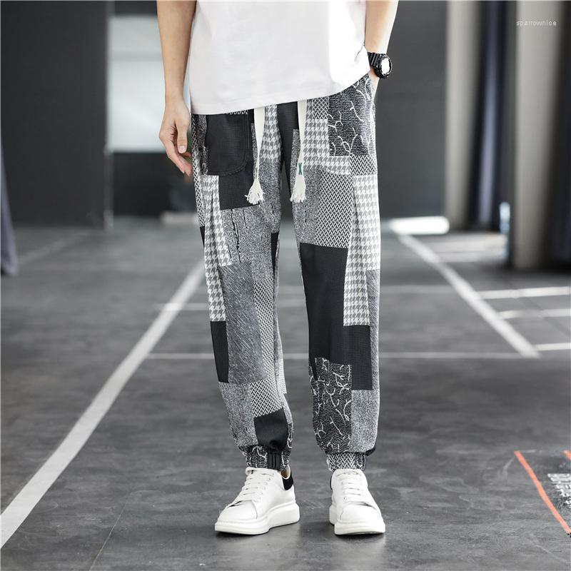 

Men's Pants Men Summer Sports Pant For High Street Casual Fashion Plaid Trouser Outside Loose Oversize Jogging Harajuku, Flower blue