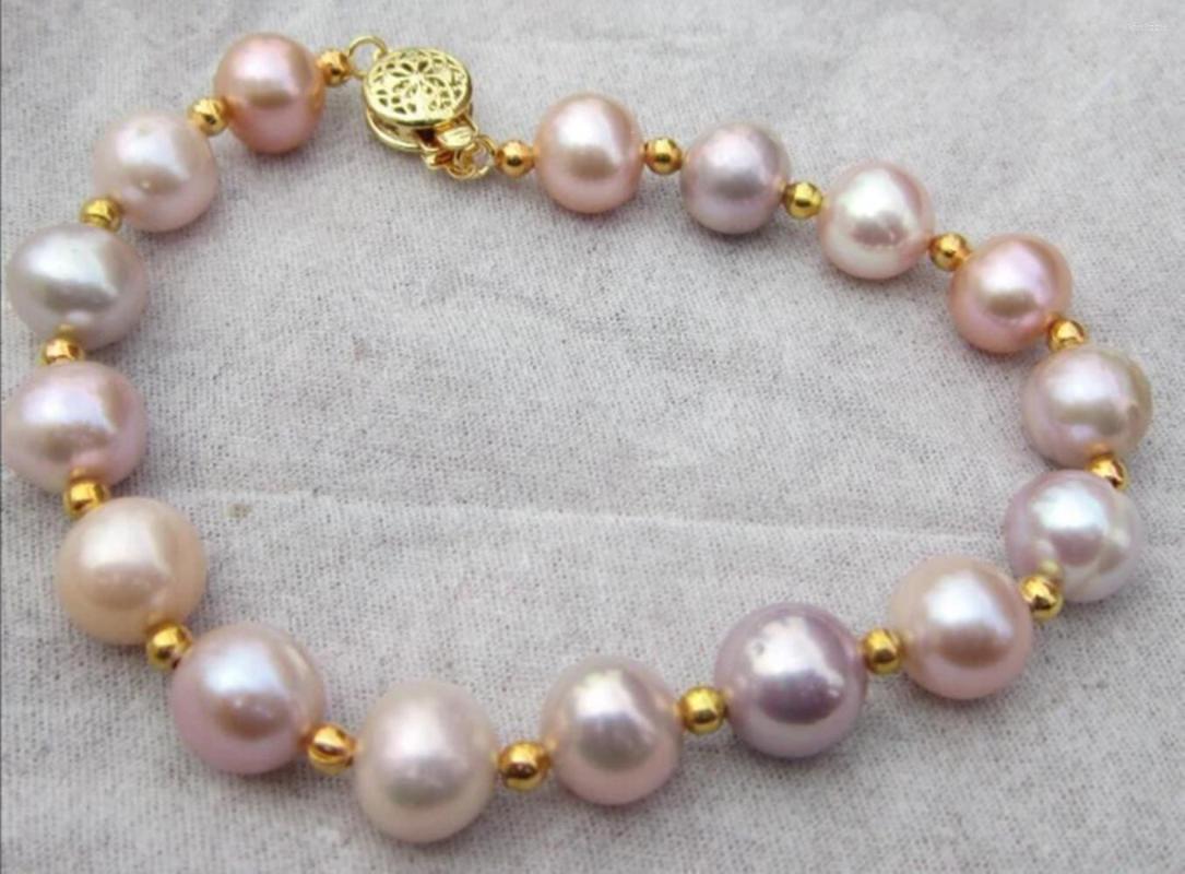 

Bangle Handmade Natural 9-10mm Pink Purple Freshwater Pearl Bracelet 20cm For Women Fashion Jewelry
