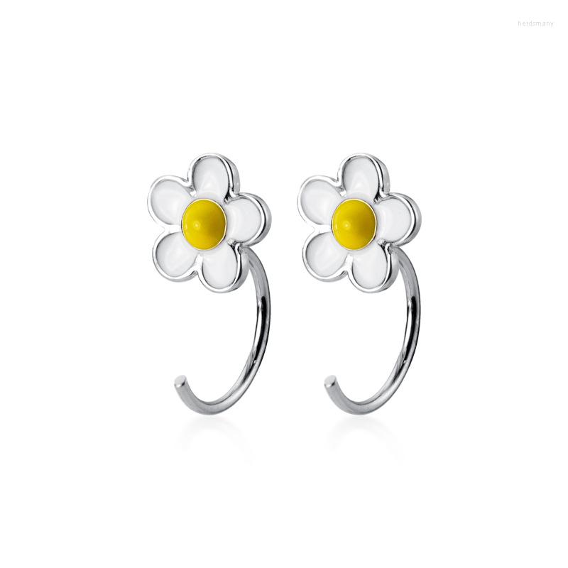 

Stud Earrings Fashion And Fresh Handmade Enamel White Flower