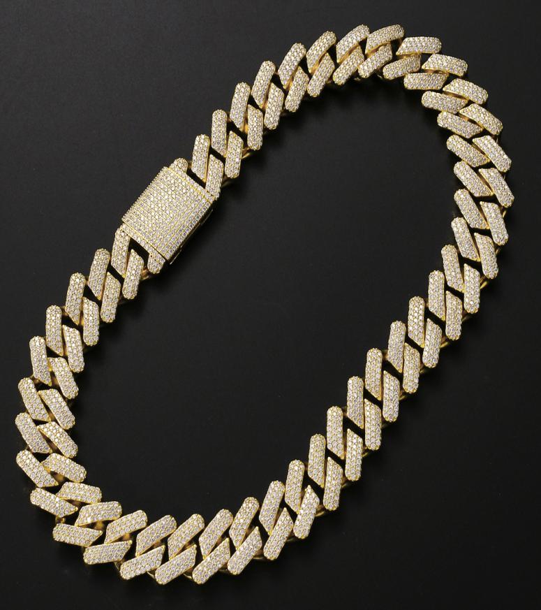 

Men Hip Hop Necklace Cuban Link Chain 1618202224inch Cubic Zirconia Stone Designer Necklaces Mens 789inch Bracelets 14K Gold6197533