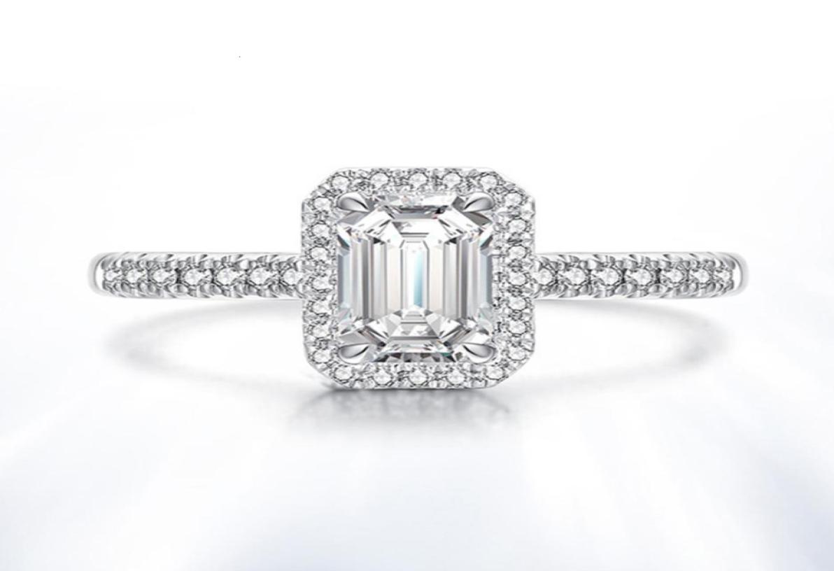 

HBP fashion luxury jewelry artificial high carbon diamond 5 7 Emerald Princess square zircon ring proposal engagement3017917