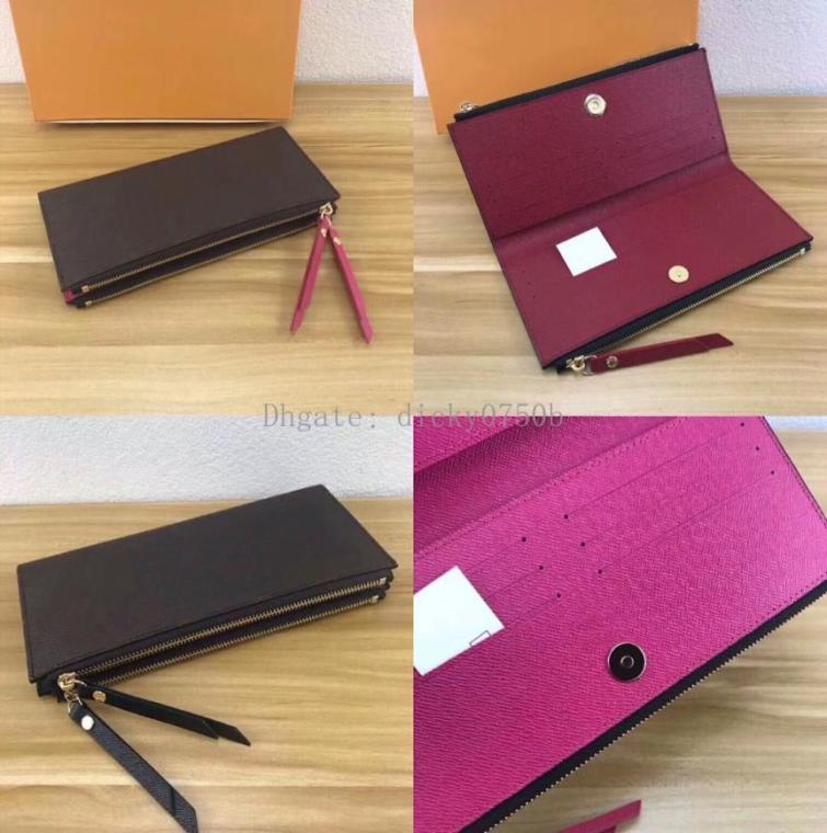 

Whole classic ladies long wallet for women multicolor designer coin purse card holder package original ladies zipper wallet po6700225, Red