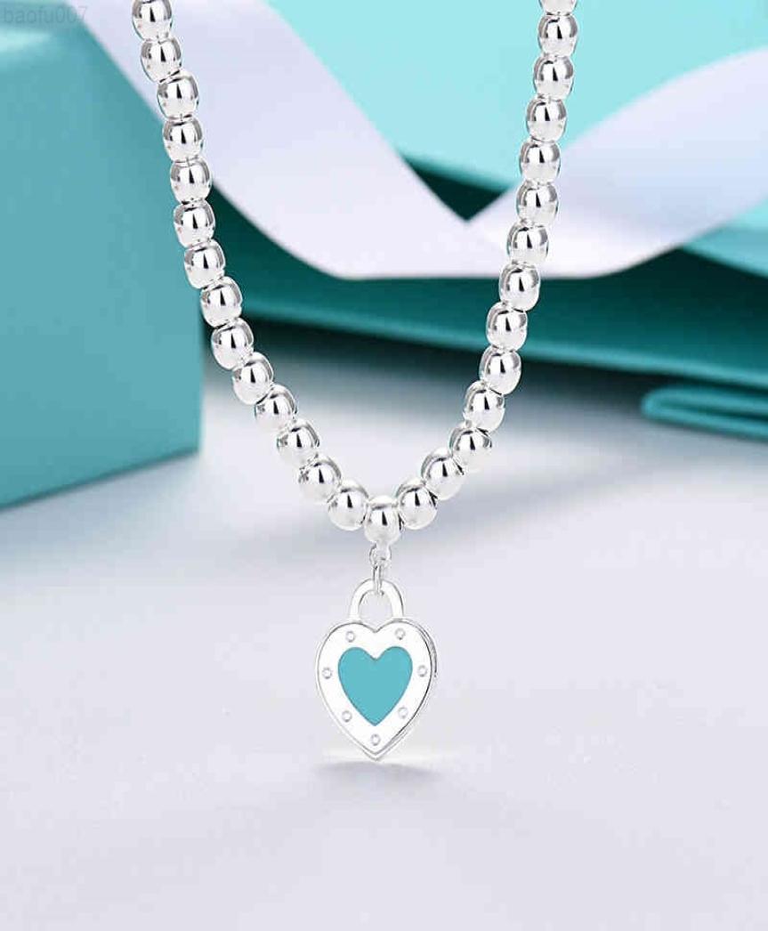 

S925 Sterling Silver Love Necklace Heart Enamel Pendant Necklace Luxury Design Necklace Women Valentine039s Day Birthday Gift G1313931