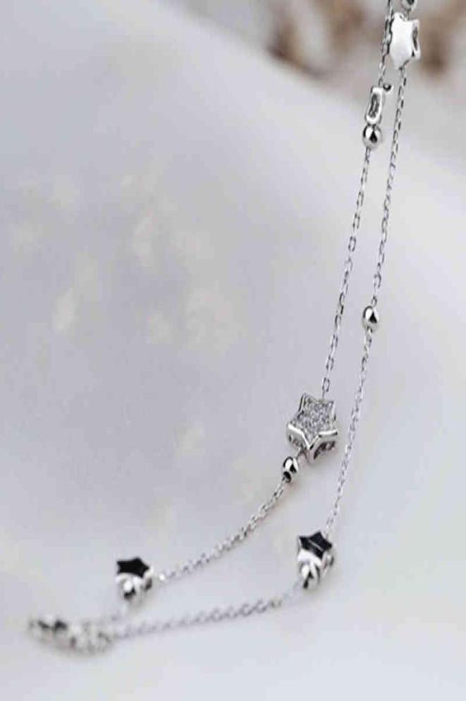 

Jinjiahua doublelayer Star Bracelet Sier Plated five pointed star popular fashion Korean bracelet for women6789237