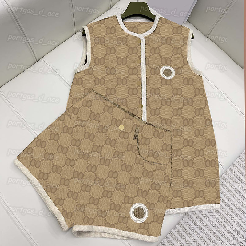 

Women Pants vest Set Vintage Letter Tanks Jacket Summer Street Style Shorts Tops, Brown with label #@0524