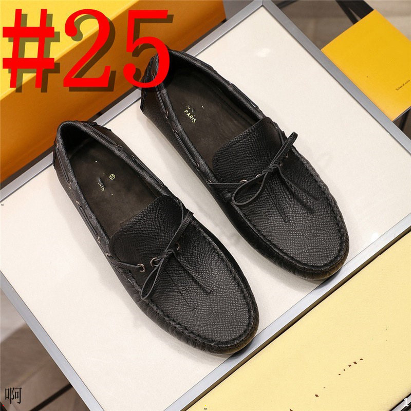 

2023 Genuine Leather Designer Men dress Shoes Luxury Brand Soft Mens Designer Loafers Moccasins Breathable Slip on Black Driving Shoes Pl, #31