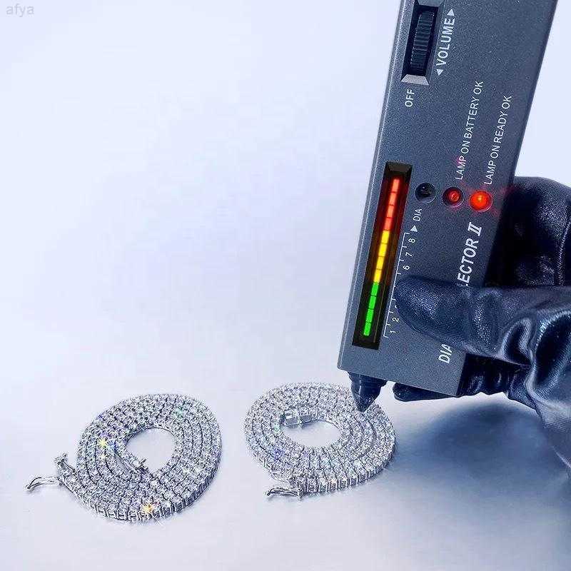 

Tennis Chain Moissanite Diamond 3mm 925 Sterling Silver Necklace Iced Out d Color