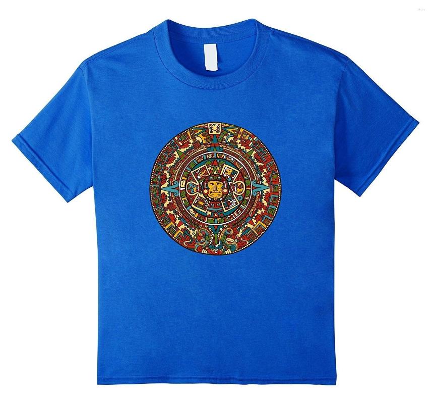 

Men' T Shirts Fashion T-shirt Black Aztec Mexico Calendar Pattern Style Sun Design Tee Size -3XL, Men-darkpurple