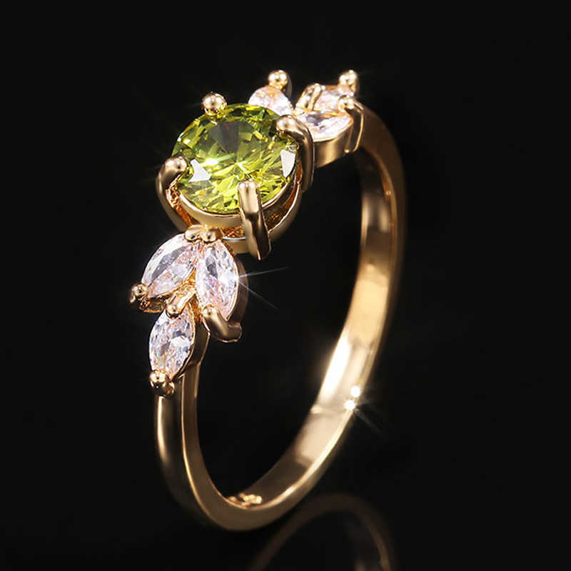 

Band Rings Huitan Korean Fresh Women Finger-rings Olive Green CZ Stone Stylish Female Dance Party Fancy Accessories Statement Jewelry Gift AA230524