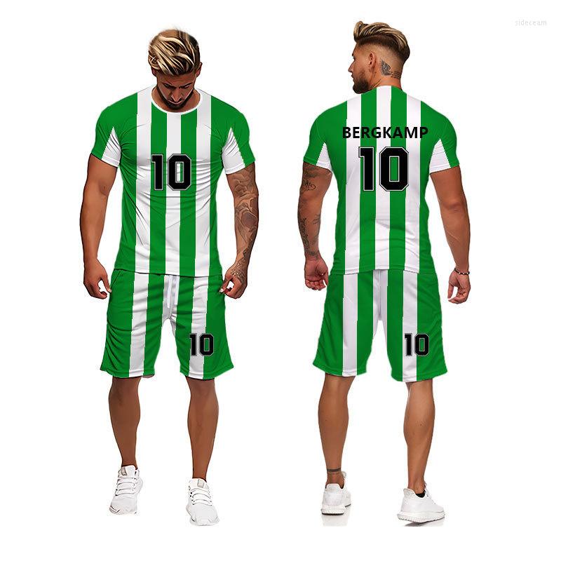 

Men' Tracksuits Summer Striped ZD T-shirt Shorts 2-piece Set Men' Group Big And Women Short Sleeve Sweatshirt