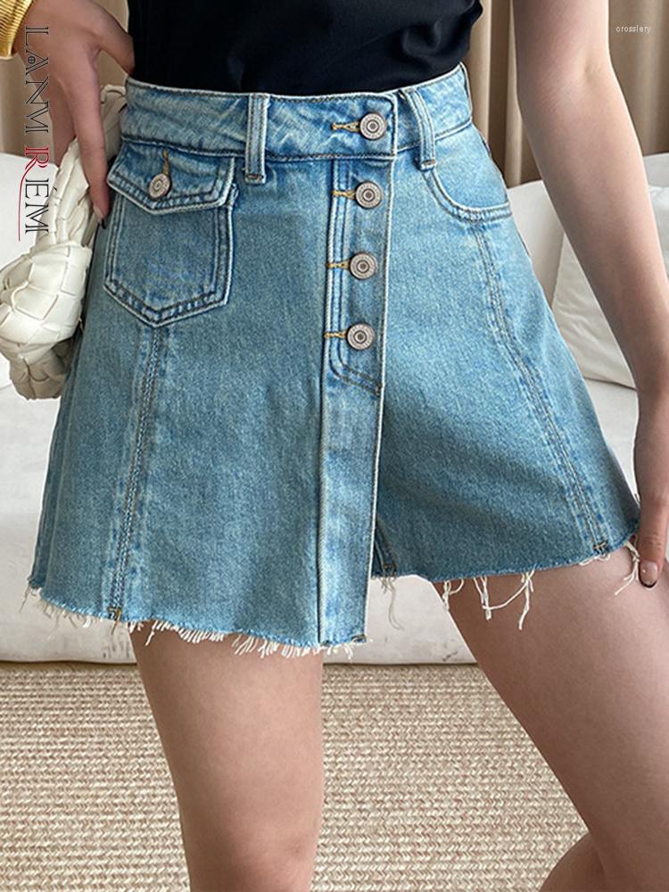 

Women' Shorts LANMREM Denim For Women High Waist Designer Single Breasted Patchwork Female Clothing Casual 2023 Summer 2YA3014, Blue