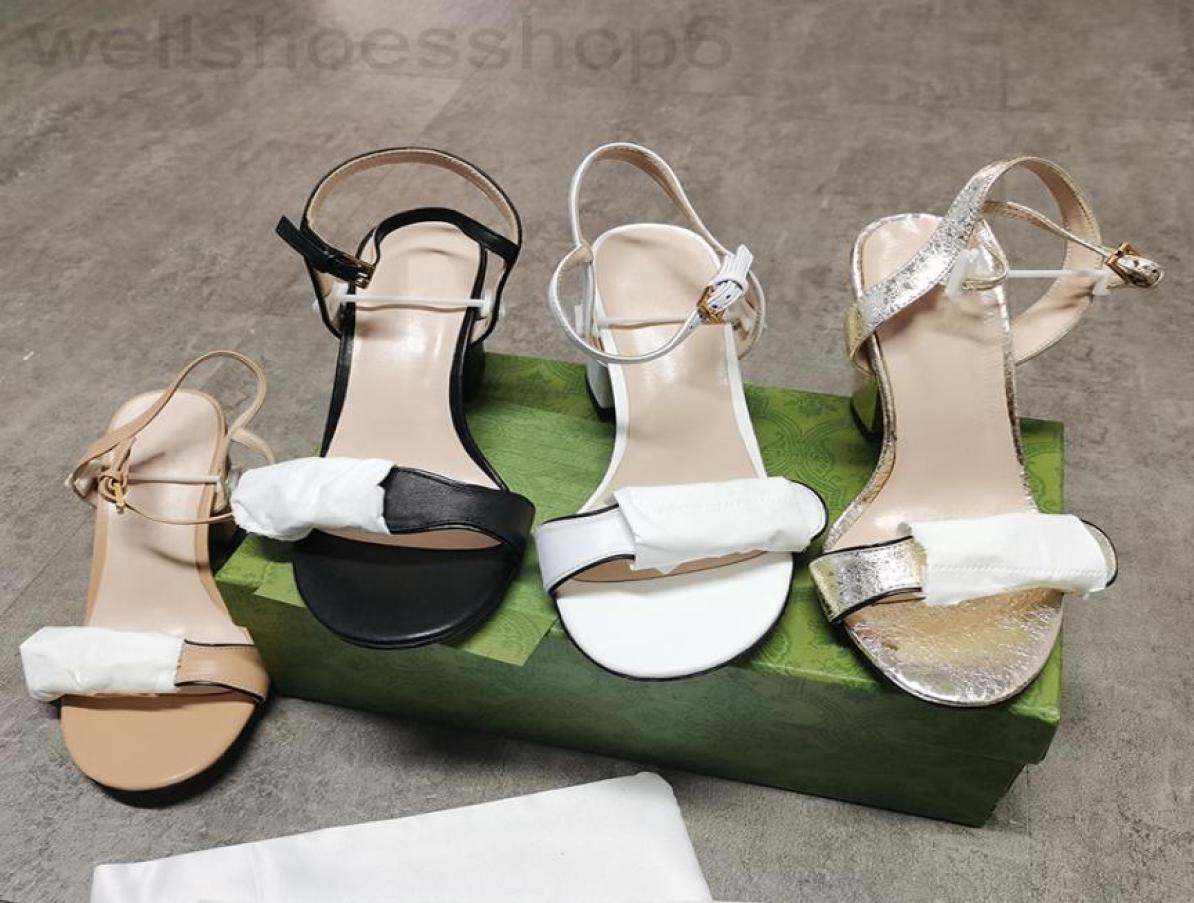 

Women Leather Sandals Double Goldtoned Hardware Black Highheels Ankle Strap Mid Sandal High Quality Dress Wedding Shoes with Box7409226, Lavender