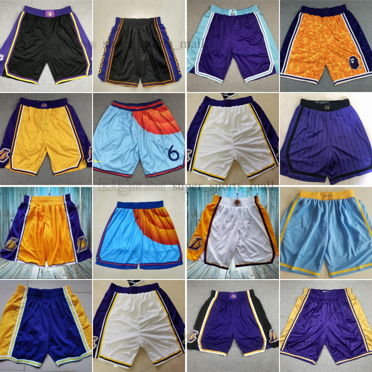

James Team Basketball Shorts JUST DON Stitched Mitchell Ness Anthony Austin Reaves Davis Russell With Pocket Zipper Sweatpants Mesh Retro Sport PANTS Short, As picture