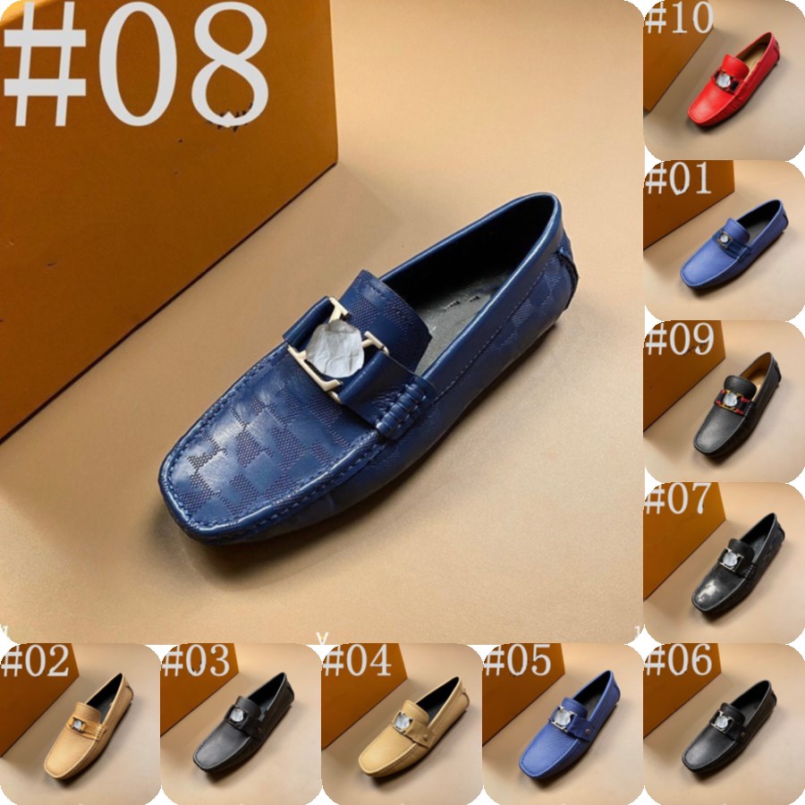 

11Model Designer Loafers Men Handmade Leather Shoes Luxurious Casual Driving Flats Slip-on Shoes Moccasins Boat Shoes Black/White/Blue Plus, #09