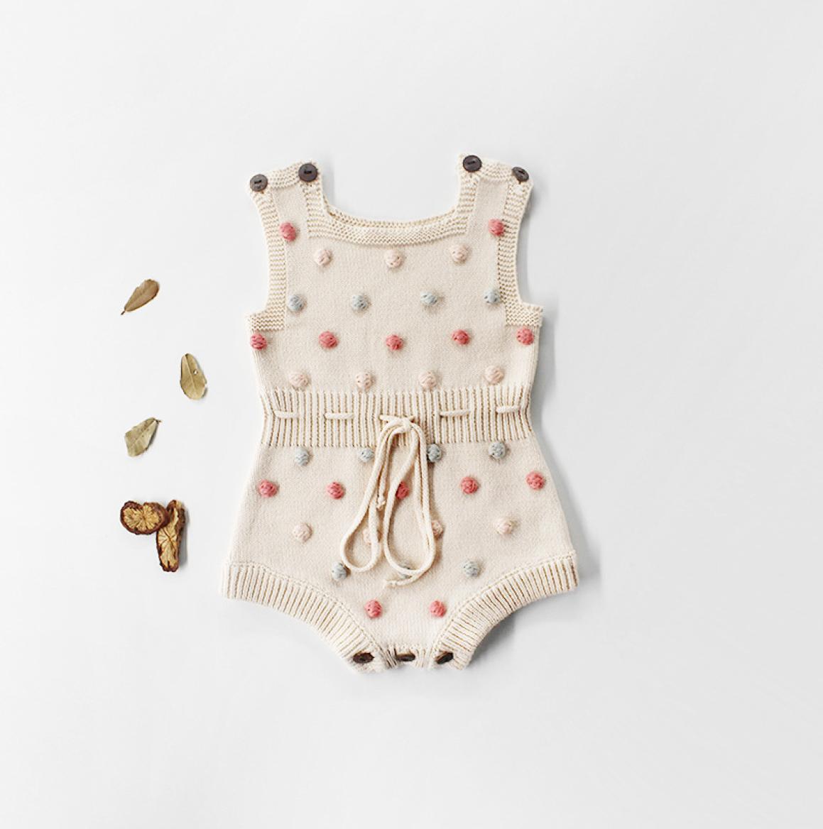 

Toddler Baby Girls Rompers Jumpsuit INS New Autumn Infant Polka Dots Knitting Jacquard Vest Kids Girls Sweater Bodysuit Babies One1667017, Blue