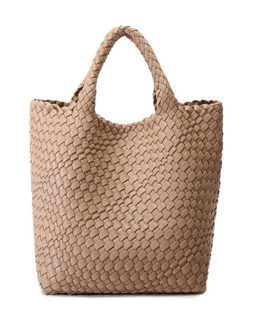 

Evening Bags Handmade Woven Shoulder Bag for Women Vegan Leather Tote Bag Large Beach Travel Handbags and Purses Designer Basket B7264444, Split