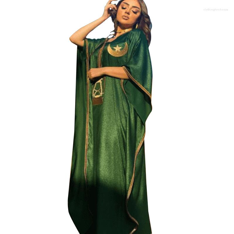 

Ethnic Clothing Caftan Batwing Sleeve Splice Abaya Party Dresses Ramadan Abayas Eid Muslim Women Loose Dress Kaftan Elegant Vestidos Dubai