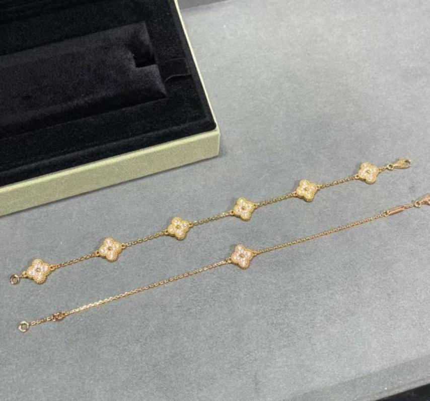 

Luxury VA brand Designer pendant Necklaces 18K Gold cross chain mini clover 4 Leaf 6 Flower choker shining diamond crystal cz zirc5069274