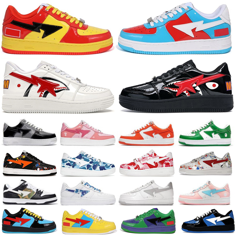 

designer bapestas men women running shoes sneaker Patent Leather Shark Black White Blue Pink Captain America Hulk Iron Man Thor Venom Rocket Raccoon sports sneakers, Color#3