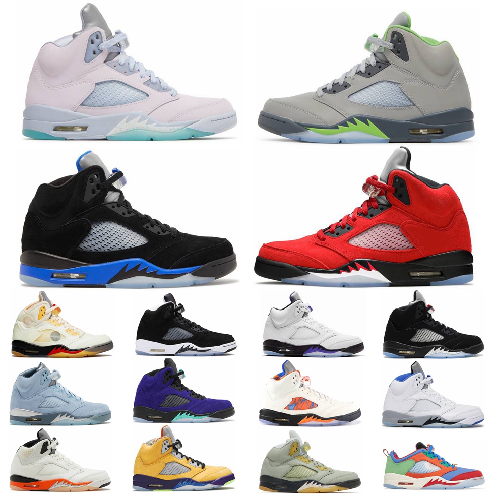 

Mens 5 5s Dark Concord Basketball ShOes Sail White Oreo Racer Blue Raging Bull Fire Red Green Bean Black Metallic Alternate Grape White Cement Oregon Ducks Sneakers, 24