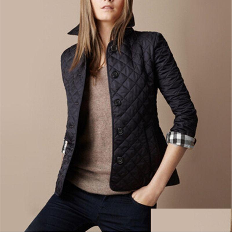 

Women'S Jackets Wholesale Women Jacket Winter Autumn Coat Fashion Cotton Slim British Style Plaid Quilting Padded Parkas Drop Delive Dhjze, Apricot