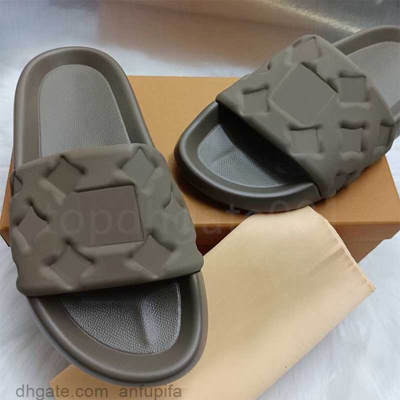 

With Box Luxury Slippers Waterfront Embossed Mule Rubber Slide Pool Pillow Flat Comfort Slipper Beach Sandals Men Women Green Orange Summer Shoes Designer Sneakers, #color 10