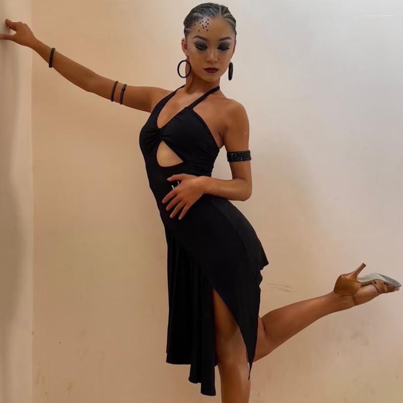 

Stage Wear 2023 Latin Dance Dress For Women Sexy Black Backless Irregular Chacha Samba Tango Performance Costumes DQS12963, Picture shown