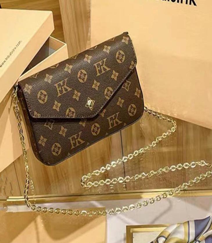 

Women Messenger Leather handbag Evening Bag Original box high quality flower checkers date code serial number embossed patterns ha4460658, Nude