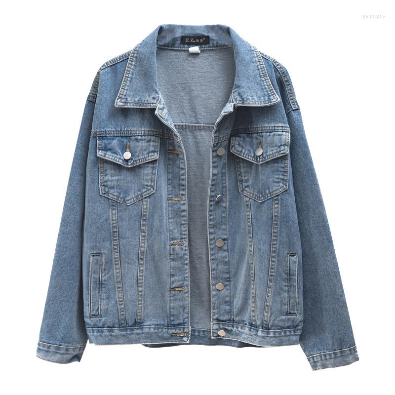 

Women' Jackets Denim Woman Jacket Winter 2023 Oversize Jean Long Sleeve Turn-down Collar Female Outerwear Fall Loose Korean Fashion, Blue