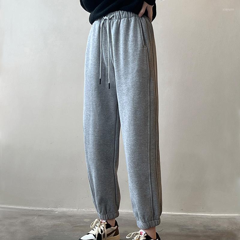 

Women's Pants Autumn Winter 2023 Women's Brushed Fleece Clothing Sports High Waist Loose Leggings Nine Point Casual Korean Style 9675, Auburn