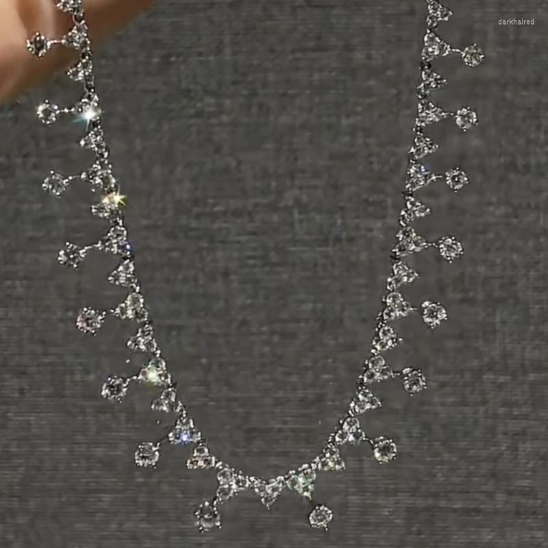 

Chains Apaison 43CM European And American Full Diamond Necklace For Women 925 Sterling Silver Luxury High End Dinner Neckchain