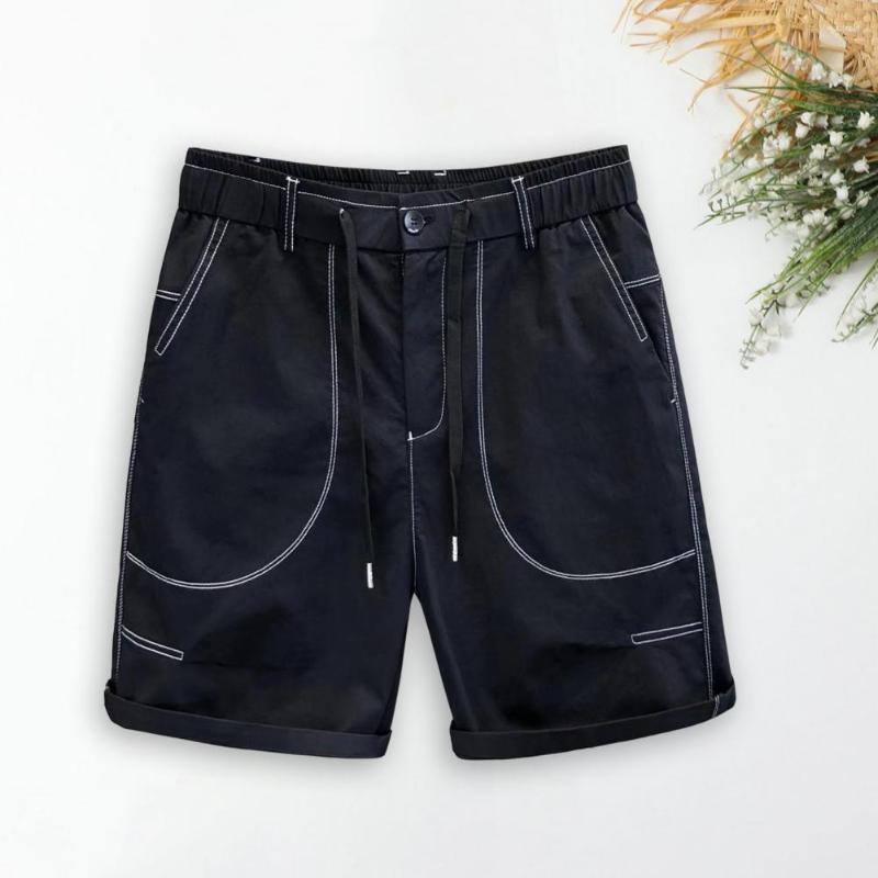 

Men's Shorts Chic Men Breathable Loose Soft Pure Color Cargo Streetwear, Black