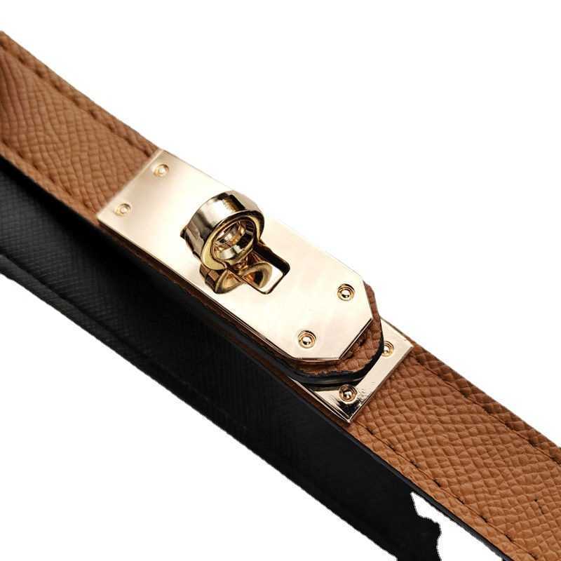 

Designer Home H Genuine Leather Slim Belt Women's Lock Button Kelly Coat Summer Suit Decoration with Skirt Waistband Versatile0HTR