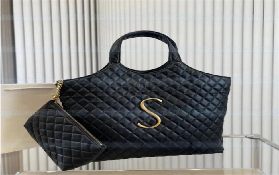 

Top quality oversized quilted sheep leather shopping bags large capacity Leather Totes women039s leisure Hobo Shoulder Bags wit9475588, Black