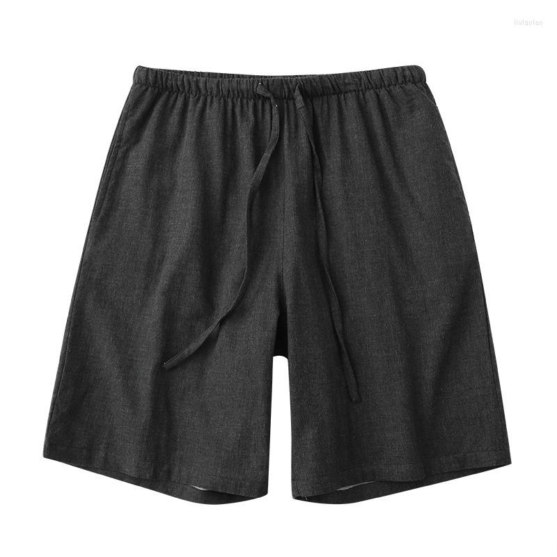 

Men's Sleepwear Summer Men's Cotton Pajamas Can Be Worn Outside Home Shorts Gauze Loose Large Size Plaid Beach Pants, Aa b dark gray