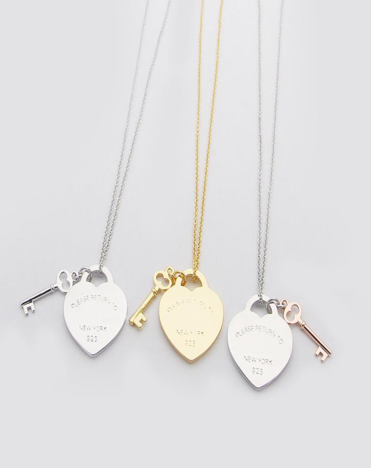 

womens love heart Pendant Necklaces designer jewelry key Necklaces for women goldsilverrose with Full package of brand as Weddin9370931