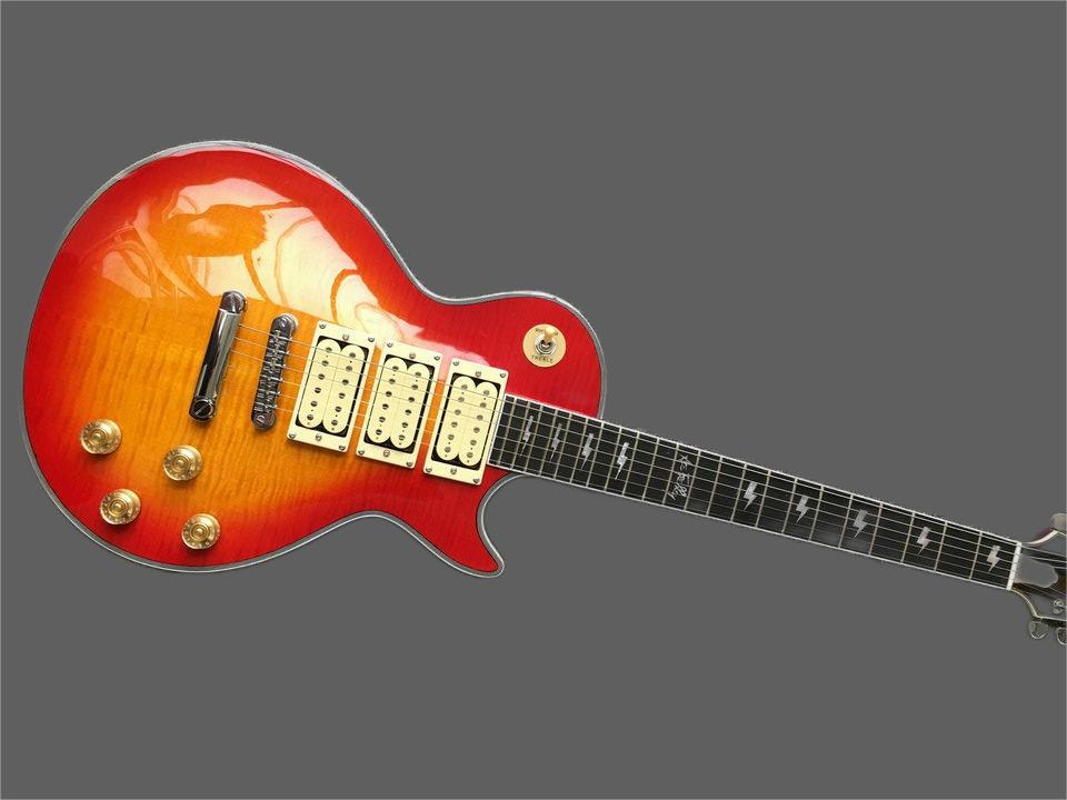 

It's hot. Custom shop ace frehley Signature 3 pickup electric guitars, Vintage sunburst Tiger Flame Custom guitars free shipping